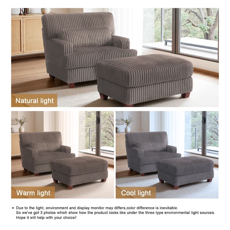 Oversized Chaise Longue Accent Chair with Ottoman