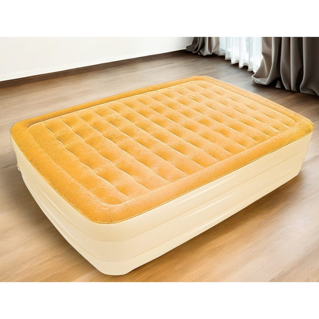 HomeRoots Dreamy Golden Inflatable Queen Size Air Mattress