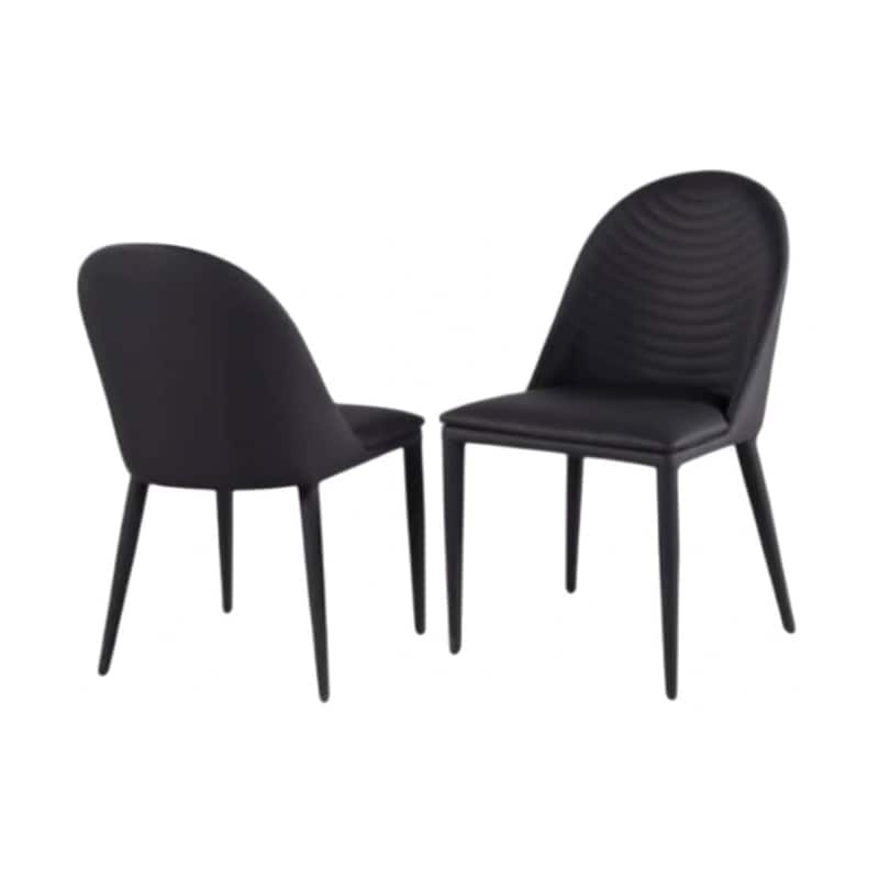 Envik Side Dining Chair Set of 2, Black Metal, Faux Leather, Foam Cushions