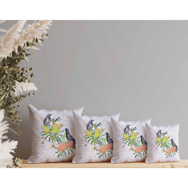 Songbird Flora Indoor/Outdoor Reversible Throw Pillow Purple and Multi