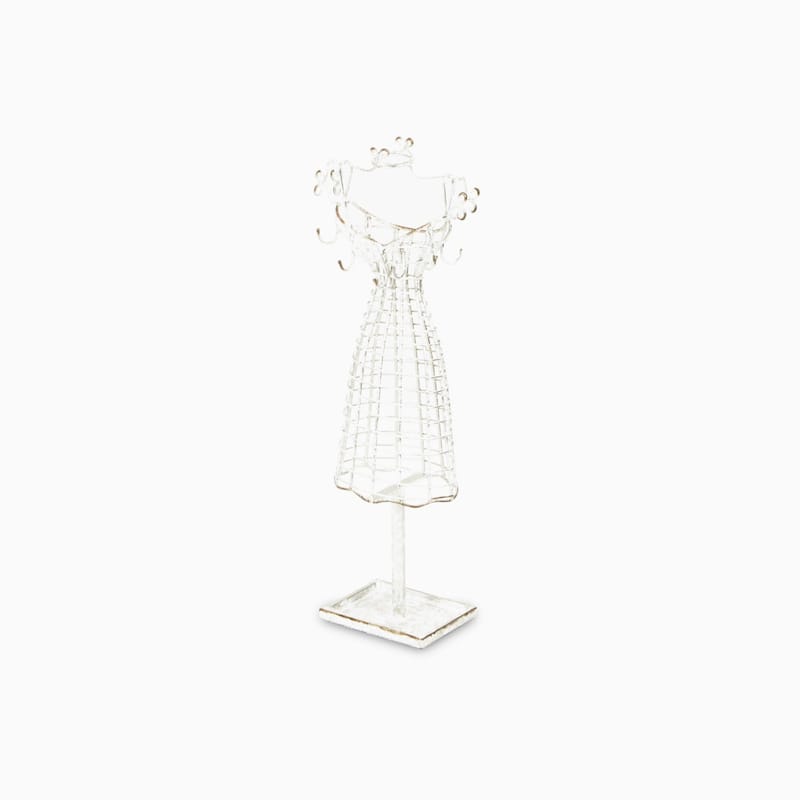 HomeRoots 17" Silver Metal Dress Form Sculpture and Jewelry Holder - 7.25" H x 4.25" W x 3.5" D