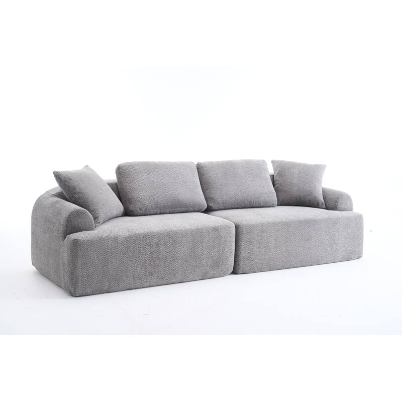 4-Seater Combined Sofa, Crochet Yarn Fabric, Full Sponge Compression Sofa,Combined Sofa With 4 Pillows