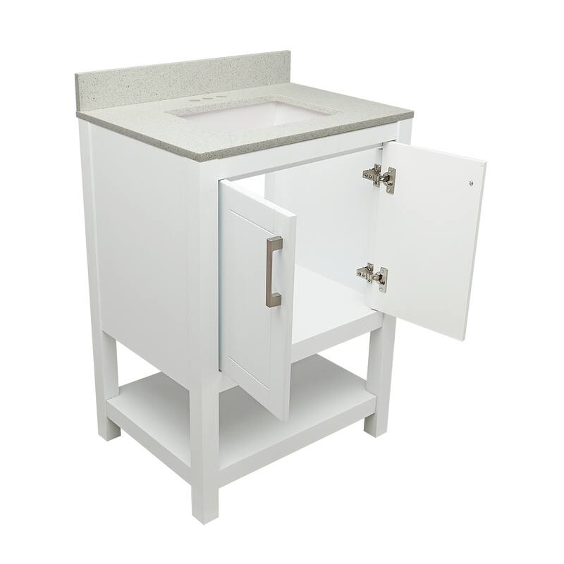 Taos 25" Bathroom Vanity with Cultured Marble Vanity Top Sink in White with White Basin