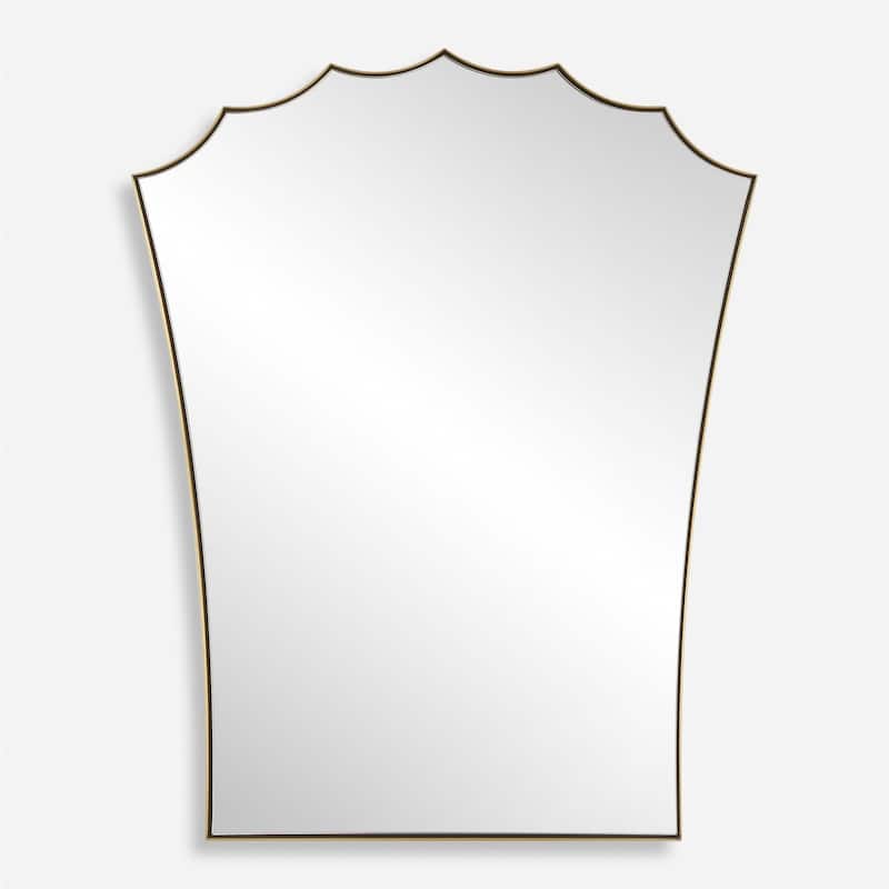 Monarch Scalloped Arched Vanity Mirror - 30.5" - Antique Brass Finish