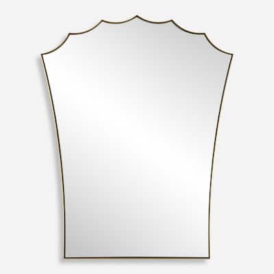 Monarch Scalloped Arched Vanity Mirror - 30.5" - Antique Brass Finish