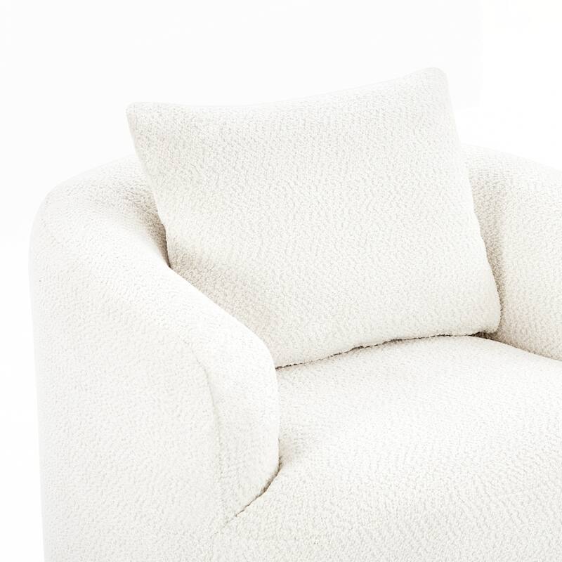 Upholstered Swivel Barrel Sofa Chair with a Throw Pillow