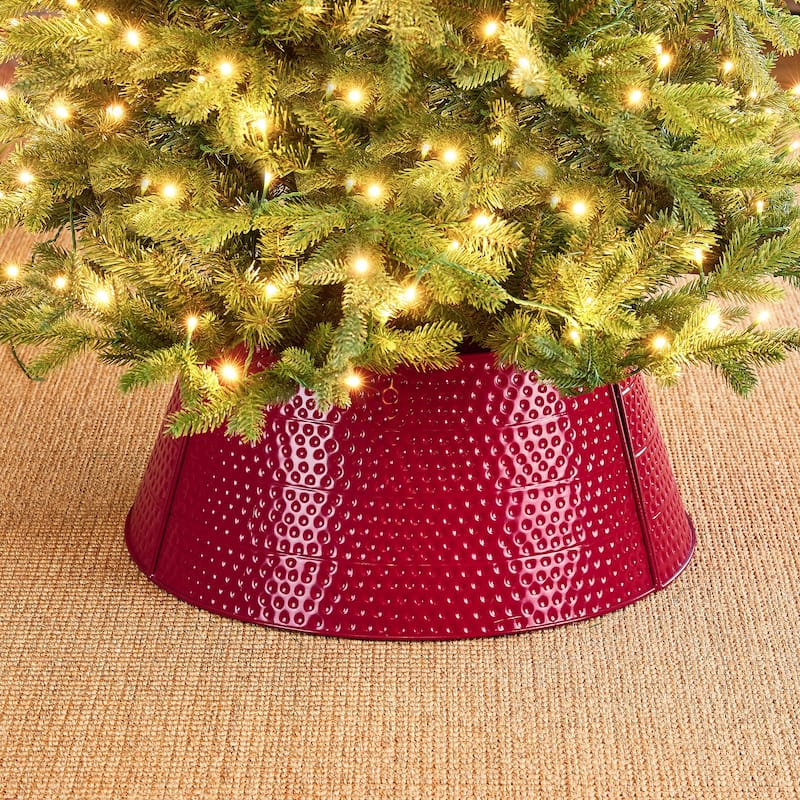 Glitzhome 26"D/22"D Hammer-harden Textured Metal Christmas Tree Collars