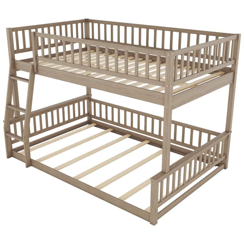 Full XL over Queen Bunk Bed with Ladder and Guardrails