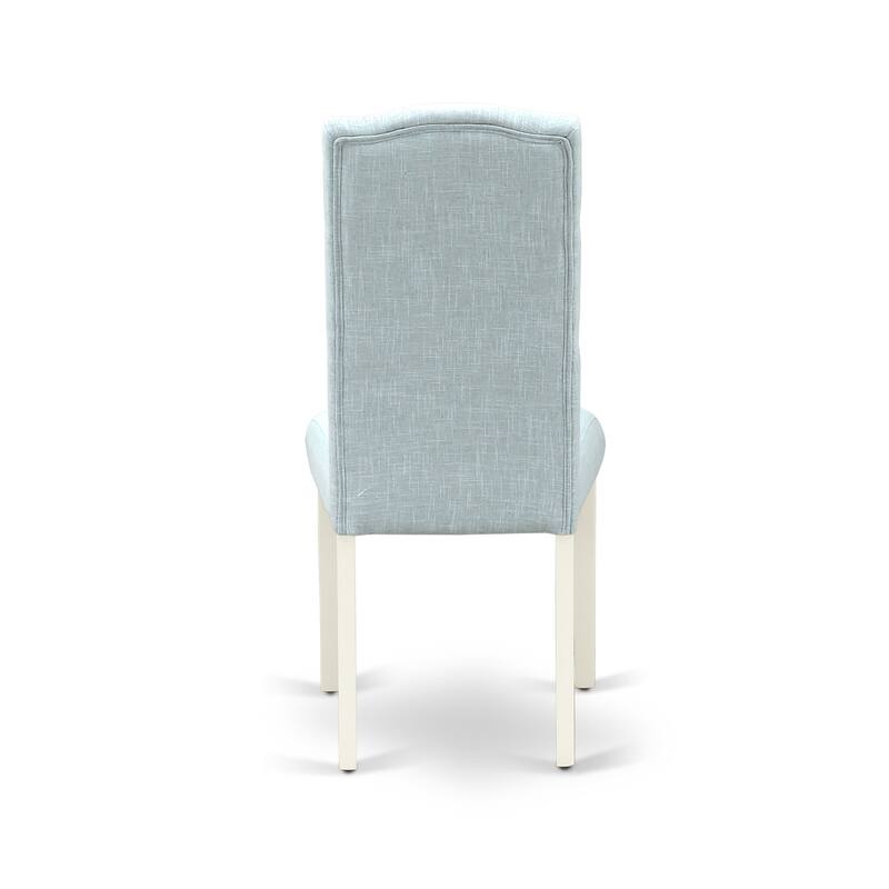 East West Furniture Dining Table Set- a Kitchen Table and Baby Blue Linen Fabric Parsons Chairs, Off-White(Pieces Options)