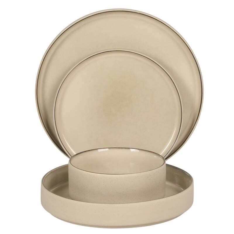 Gibson Elite Liberty Bay 16-Piece Pottery Clay Stoneware Stackable Dinnerware Set - Reactive Glaze, Service for 4