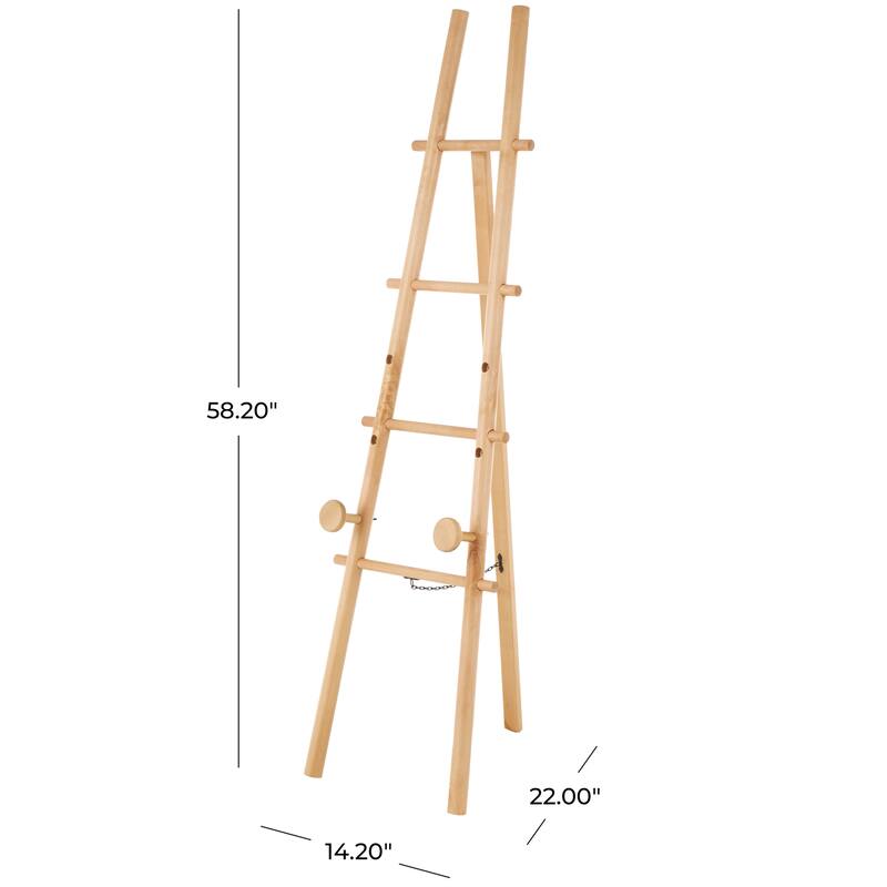 Wood Tall Adjustable 3 Tier Easel with Chain Support - Light Brown - Roche River Decor