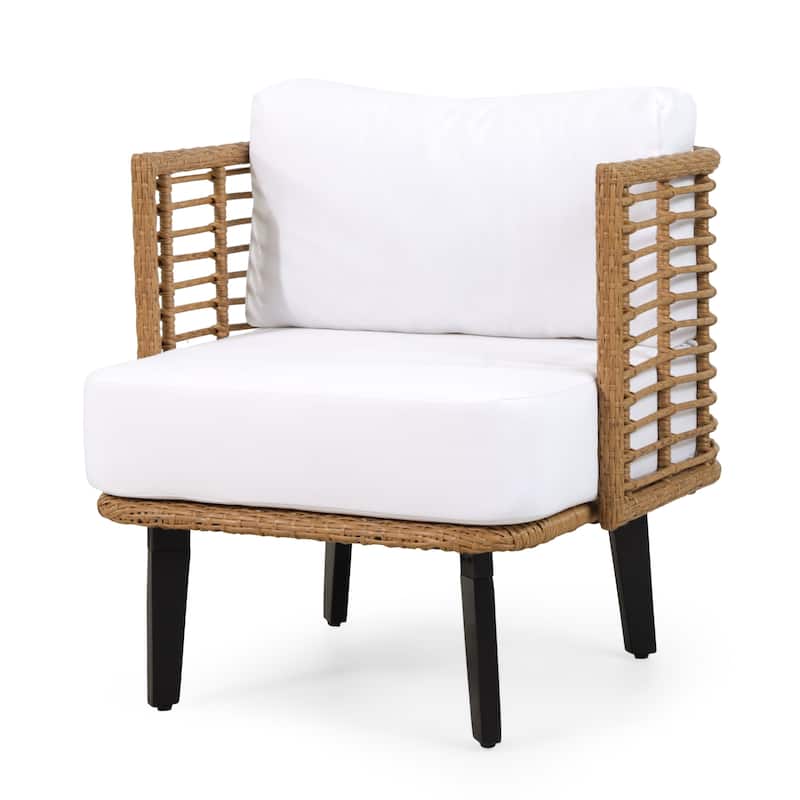 Nic Outdoor Cushioned Wicker Club Chair by Christopher Knight Home - 26.00" L x 28.00" W x 29.50" H