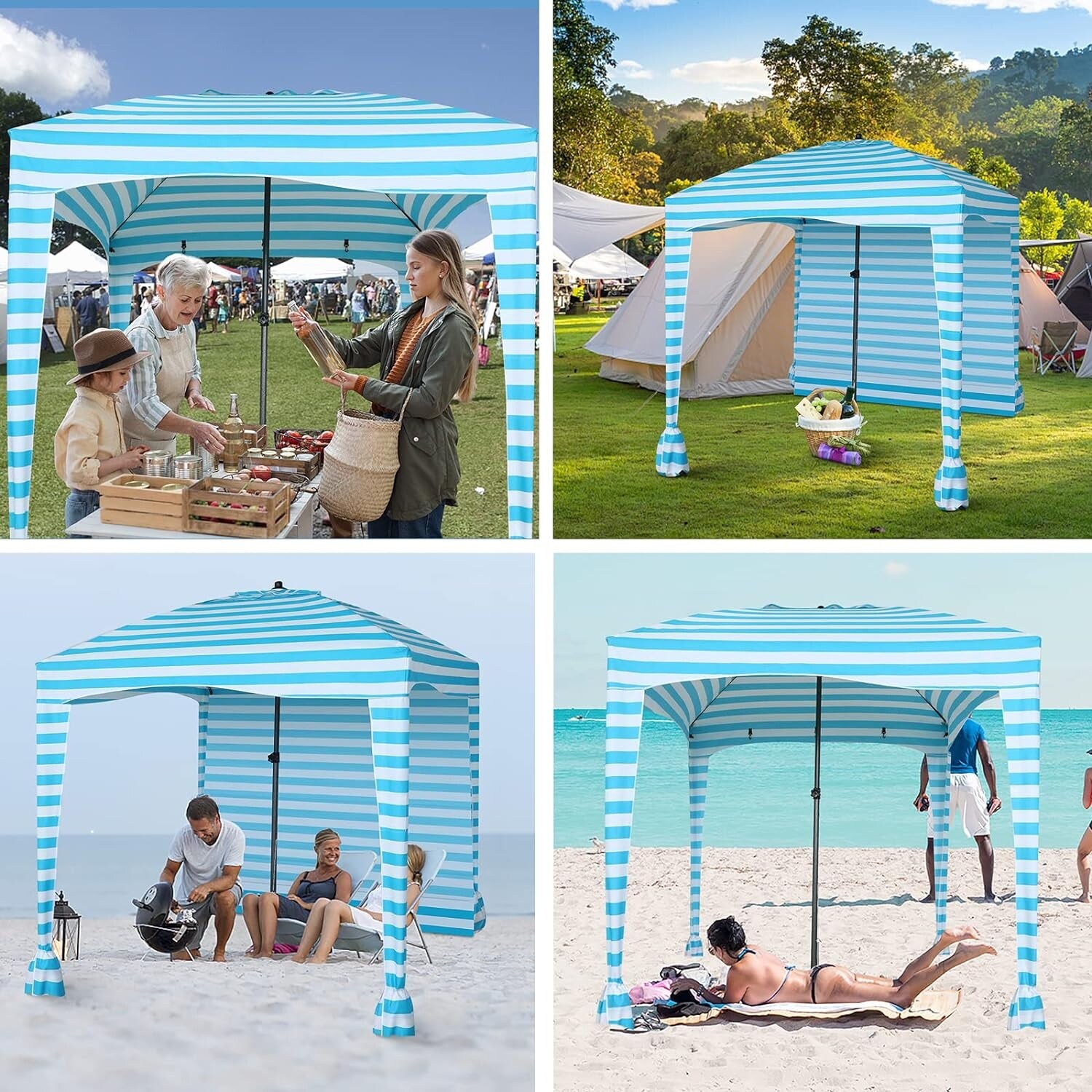 Beach Tent Beach Canopy Beach Cabana with One Side Detachable Cover Large Space Beach Lake Outdoor Camping Beach Umbrella On Sale Bed Bath Beyond 39903324