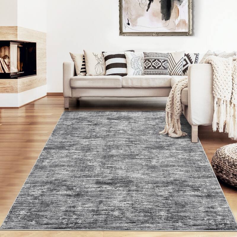 Rugs for Living Room Modern Abstract Area Rug Non-Slip Low Pile Accent Rug Soft Foldable Solid Rug