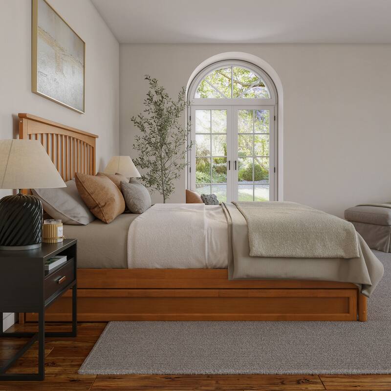 Everett Platform Bed with Panel Footboard and Twin XL Trundle