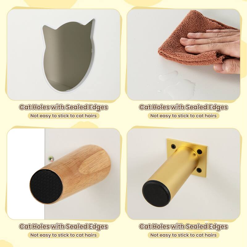 Gymax 43'' Cat Litter Box Enclosure for 2 Cats w/ Double Rooms 2 Sisal