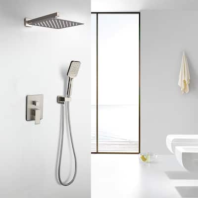 Clihome 10"Square Brushed Nickel Finish Showerhead and HandHeld Shower