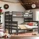 preview thumbnail 2 of 10, Grey Twin XL over Queen Bunk Bed with Detachable Design and Safety Features for Bedroom