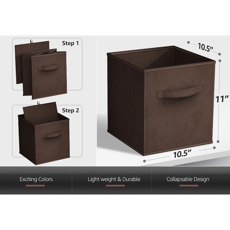 Sorbus Fabric Storage Bins 11" Foldable Cubes With Handles For Pantry, Cubbies, Toy And Closet Shelving Organization - 6Pk