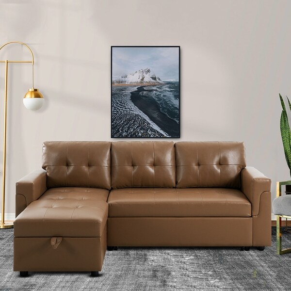 Perry Modern Reversible Sectional Sofa with Storage Chaise Pullout Sleeper Sofa Couch Bed for Living Room On Sale Bed Bath Beyond 37753800