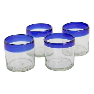 Handmade Sky Reflection Recycled Glass Rocks Glasses (Set Of