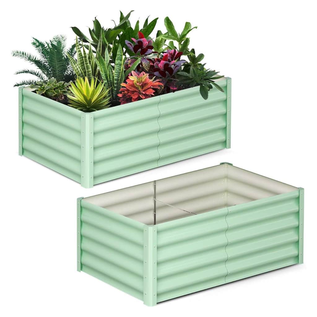 2PCS 6x3x1.5ft Galvanized Raised Garden Bed, Planter Boxes Outdoor for Vegetables, Herbs, Flowers