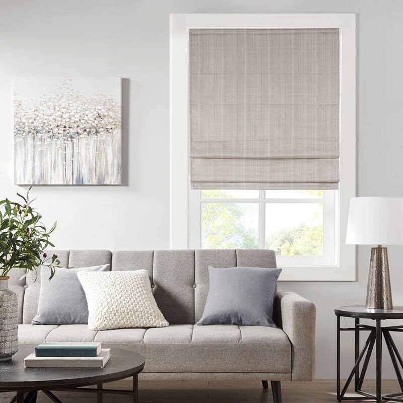 Basketweave Darkening Cordless Roman Window Shade - Taupe