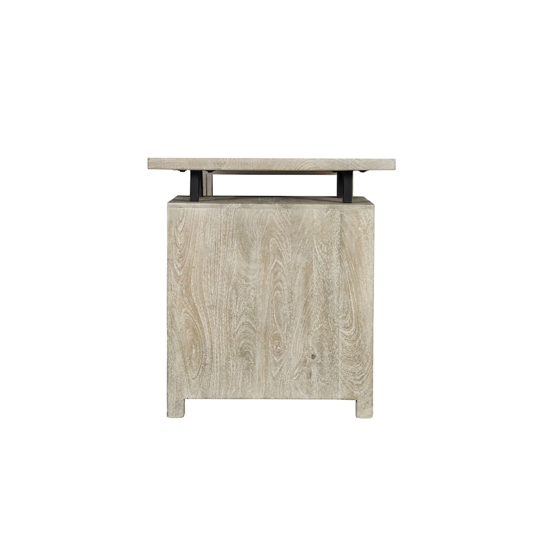 Floral Motif Solid Wood Desk with 3 Drawers and 1 Door