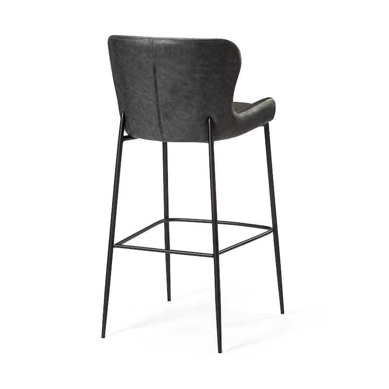 Maven Lane Naomi Metal Kitchen Stool with Vegan Leather Upholstery