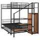 preview thumbnail 9 of 12, Black Twin over Full Size Metal Bunk Bed with Trundle and Lateral Storage Ladder and Wardrobe
