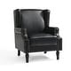 preview thumbnail 24 of 80, Mid-Century Modern Linen/ Vegan Leather Wing Back Accent Chair