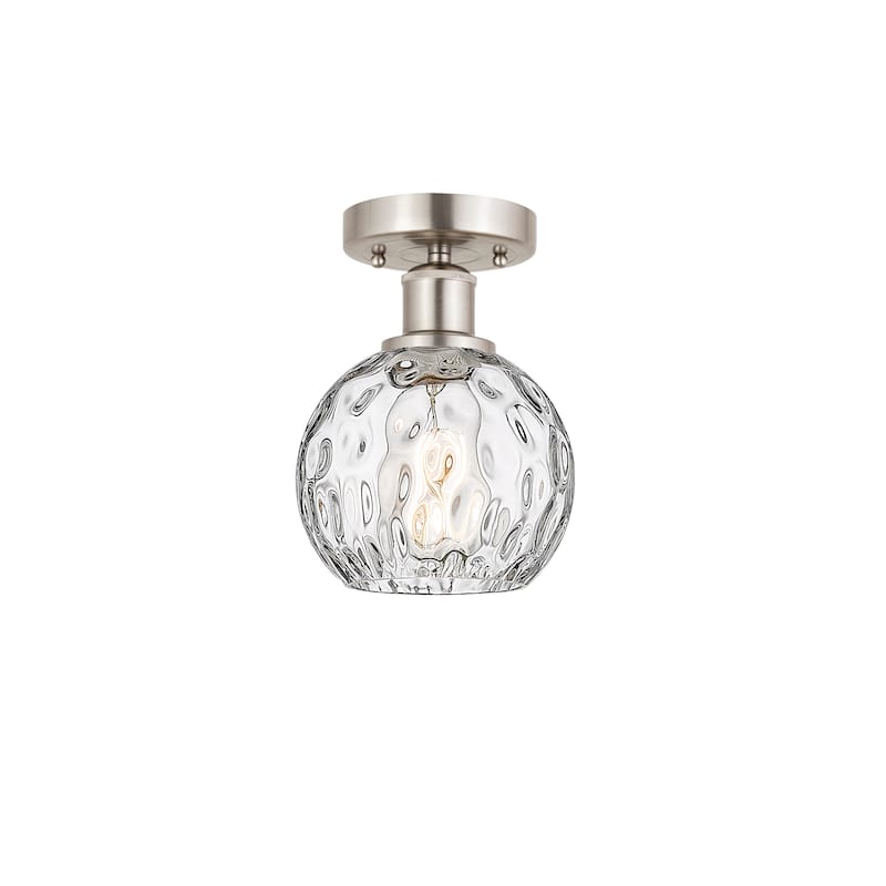 Innovations Lighting Edison Athens Water Glass - 1 Light 6" Semi-Flush Mount - Clear Water Glass/Brushed Satin Nickel