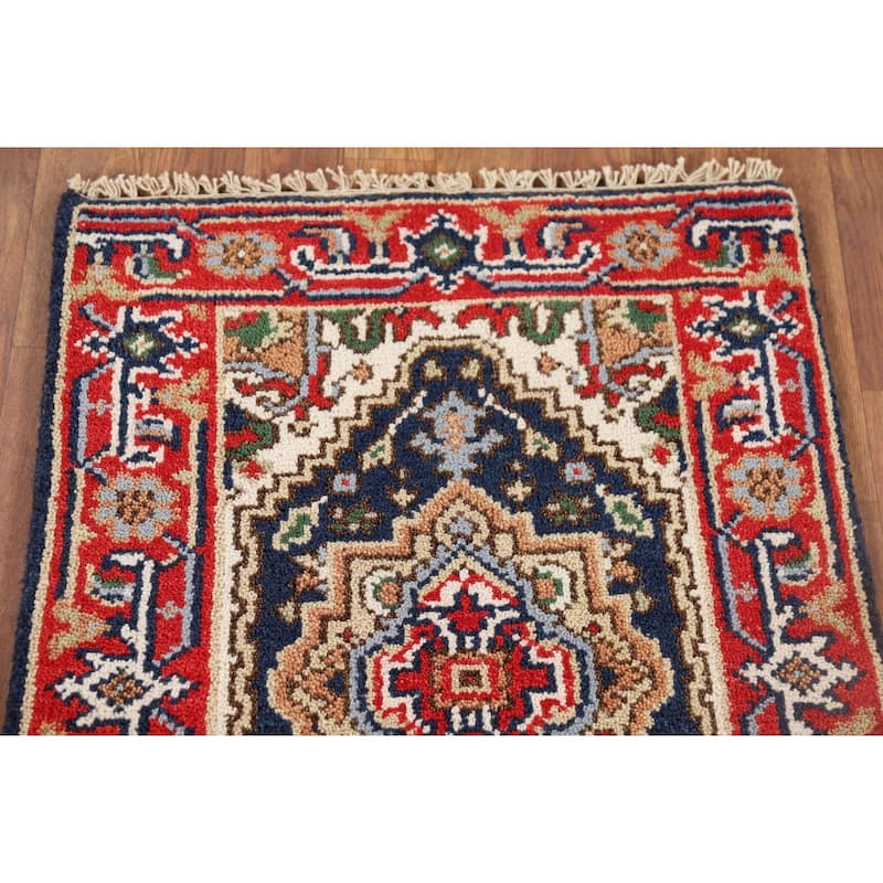 Geometric Heriz Serapi Foyer Rug Hand-Knotted Wool Carpet - 2'0" x 3'0"