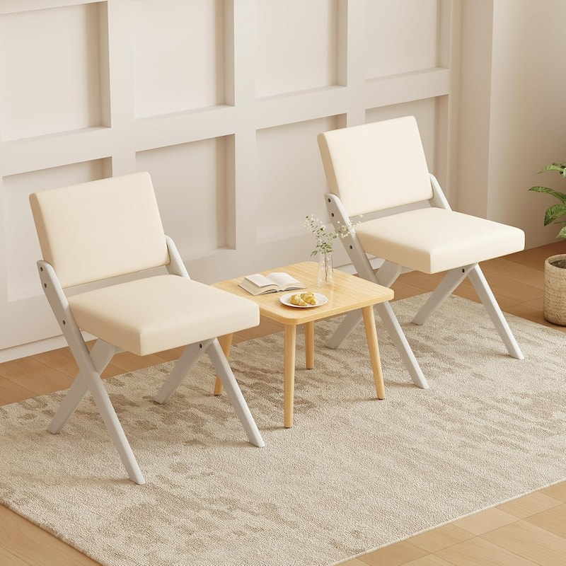 2/4 PCS Wooden Dining Chairs Upholstered Kitchen Chairs w/Wood Frame