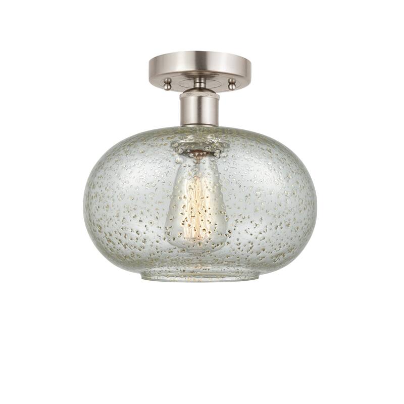 Innovations Lighting Edison Gorham - 1 Light 10" Semi-Flush Mount - Brushed Satin Nickel/Mica