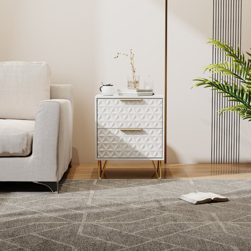 Light-Luxury Nightstand with 2 Drawers