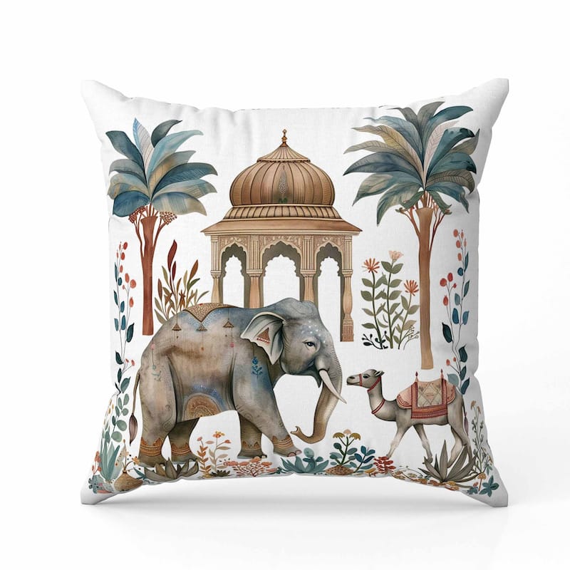 Royal Rajasthan Indoor/Outdoor Reversible Throw Pillow Blue and Brown