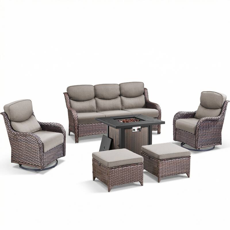 Pocassy 30 In Outdoor Propane Fire Pit Table with Patio Conversation Sets