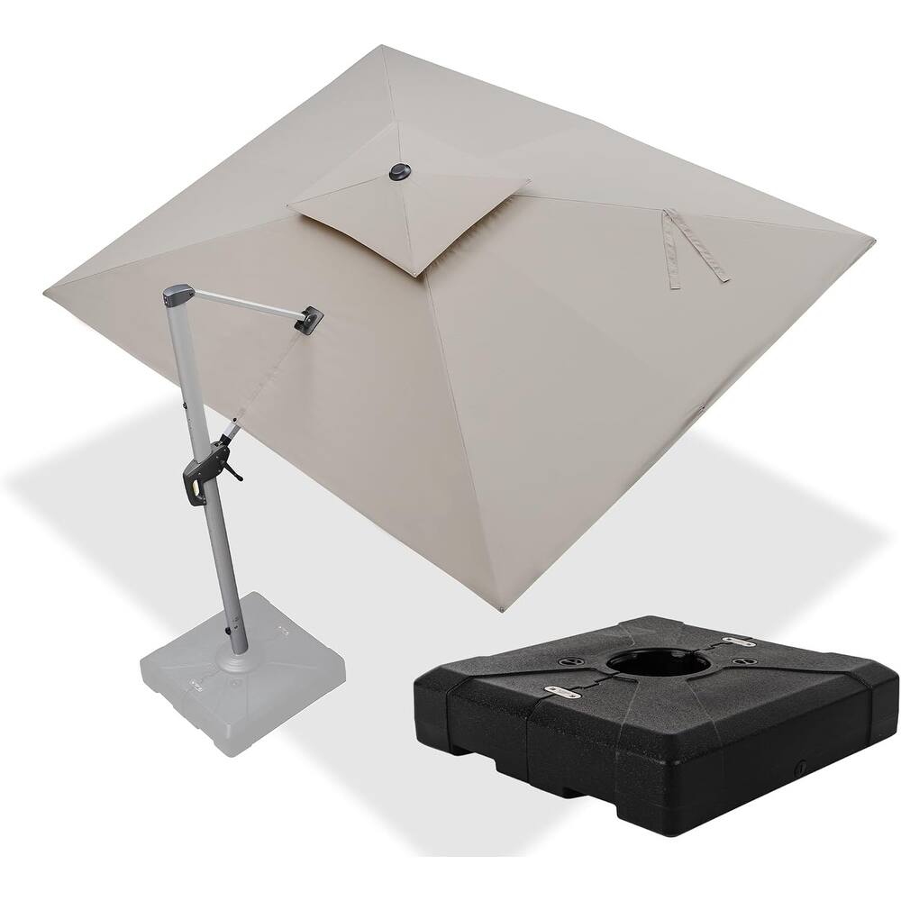 PURPLE LEAF 9 x 12ft Outdoor Rectangle Large Cantilever Umbrella with Base