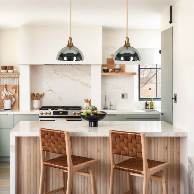 Modern 1/3-Light Black Chandelier with Mercury Glass Kitchen Island Light Fixture for Dining Room - 1-Light