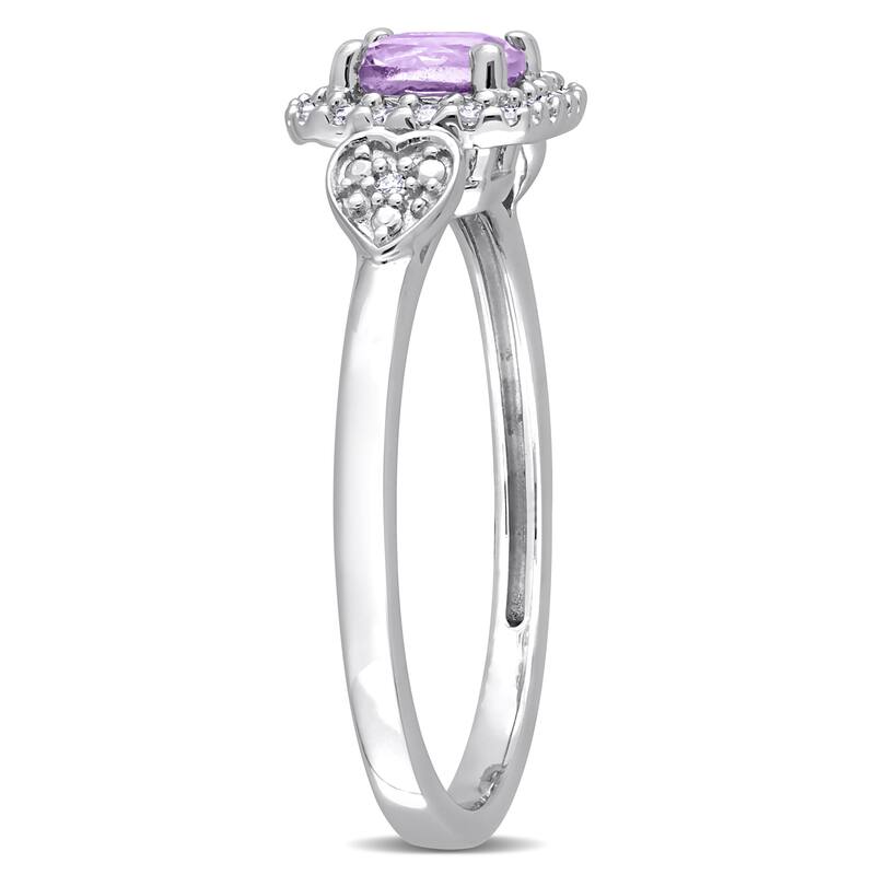 Miadora Amethyst and 1/10ct TDW Diamond Square Halo Ring in Sterling Silver