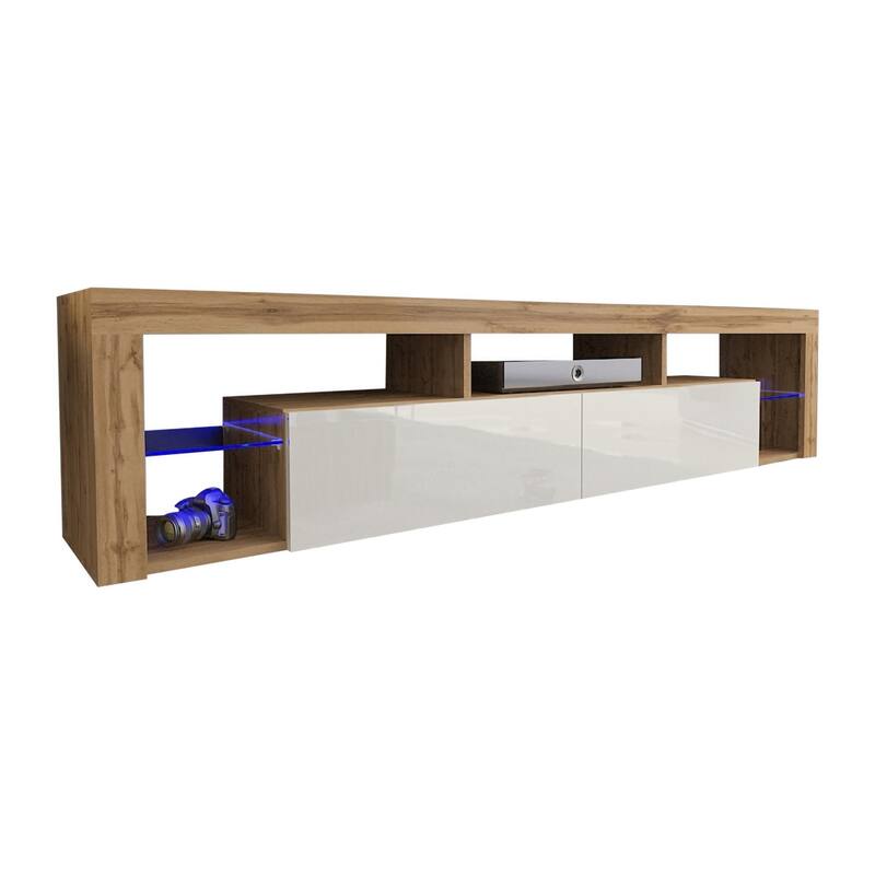 Milano 200 Wall Mounted Floating 79-inch TV Stand - Oak/White