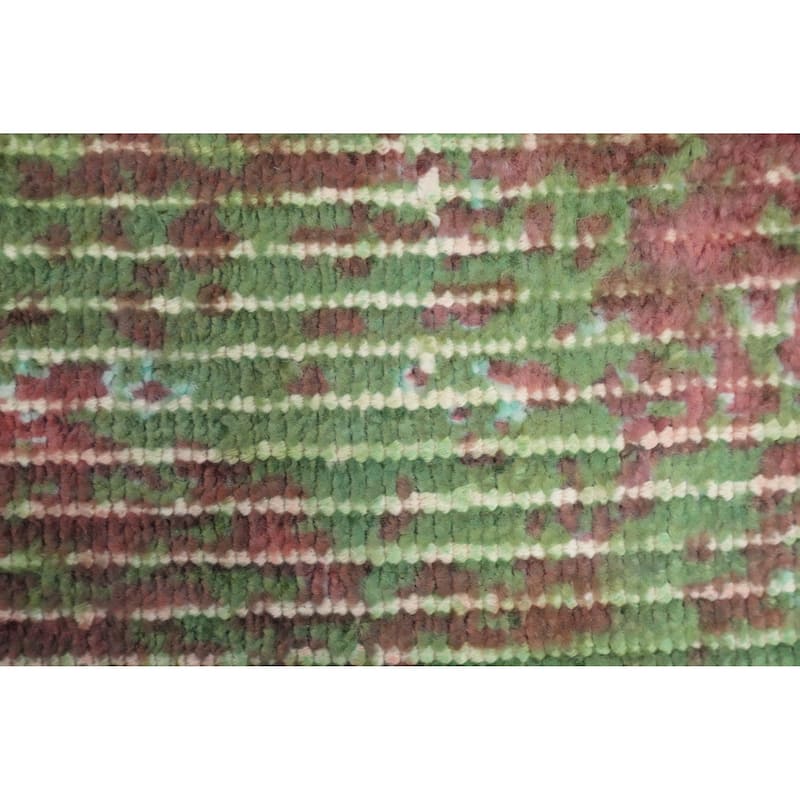 Hand Knotted Oriental Viscose Silk Carpet Modern All-Over Green Abstract Area Rug - 4' 0'' X 2' 0''