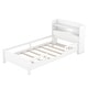 preview thumbnail 18 of 20, Classic Twin Size Platform Kids Bed Frame with LED Light, Multi-functional Storage Headboard and Safety Guardrail, Antique Grey