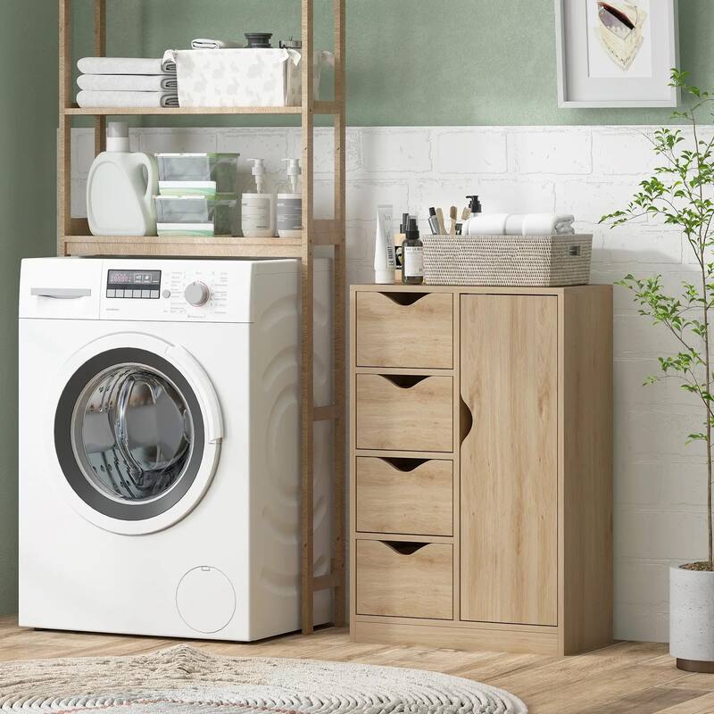Freestanding Storage Cabinet, Bathroom Floor Cabinet with 4 Drawers