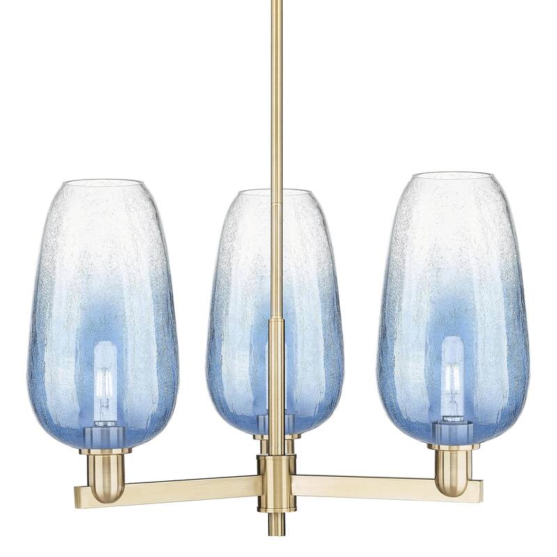 Innovations Lighting 716-3CR-17-18 Brookhaven Flute Chandelier - Champagne Bronze / Sapphire Blue