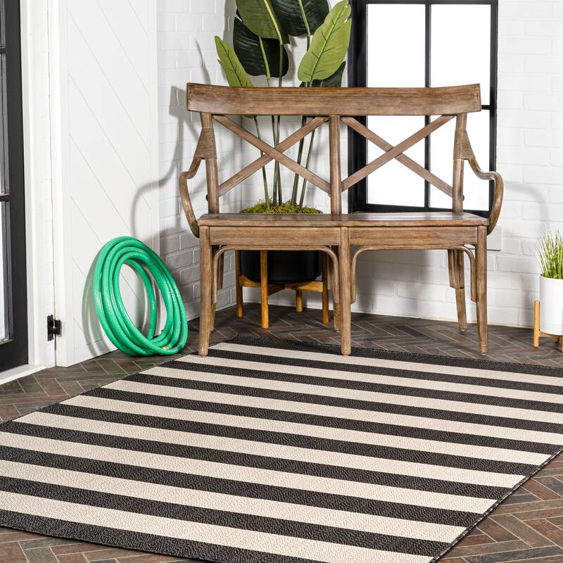 JONATHAN Y Vinales Two-Tone Wide Stripe Indoor/Outdoor Area Rug