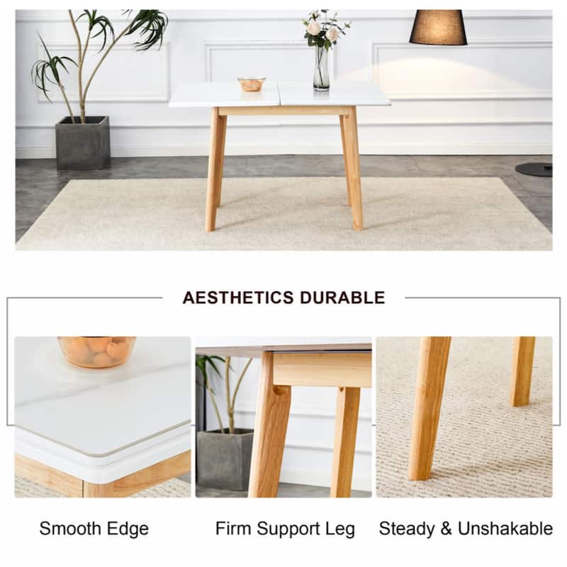 sintered stone tabletop with rubber wooden legs