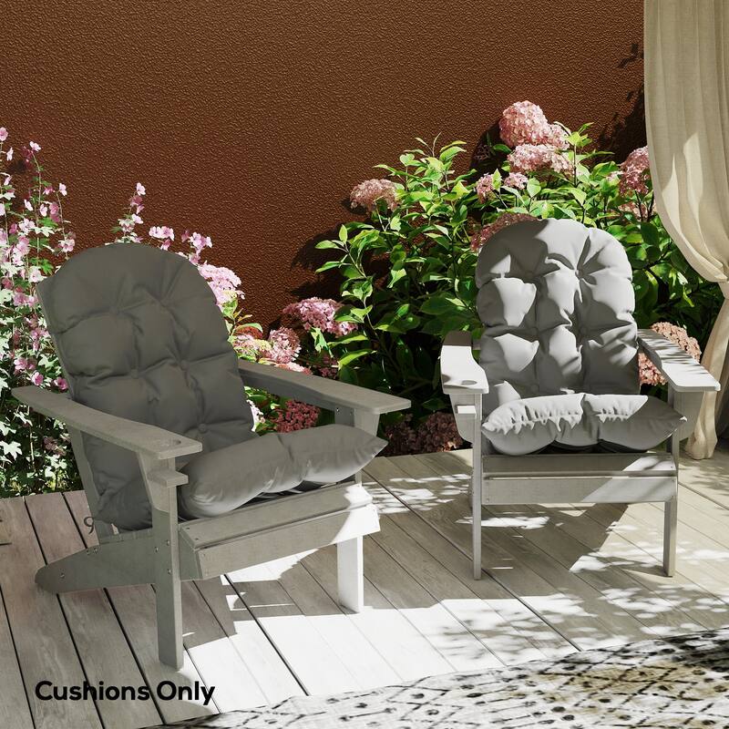 Outsunny Outdoor Adirondack Chair Cushions Set of 2, Tufted High Back Patio Chair Cushions, Adirondack Cushions - Gray