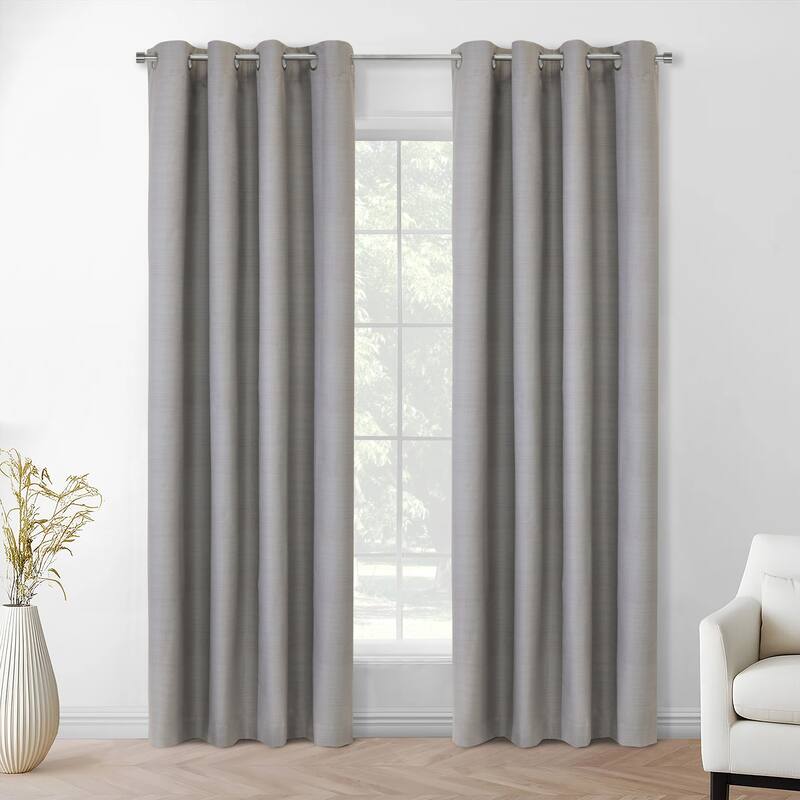 Mason Texture Printed Blackout Grommet Curtain Panel - Silver - 52" x 84"